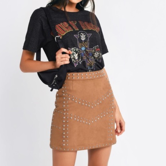 TOBI - JEANNETTE STUDDED FAUX SUEDE A-LINE SKIRT - Picture 5 of 6